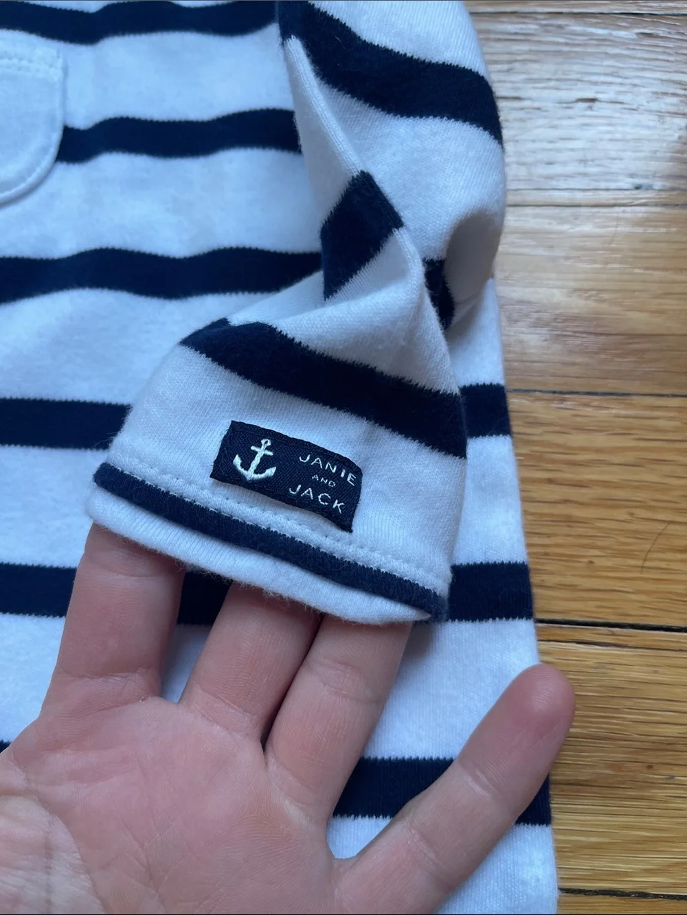 Janie & Jack Navy & White 6-12m Footed One-Piece